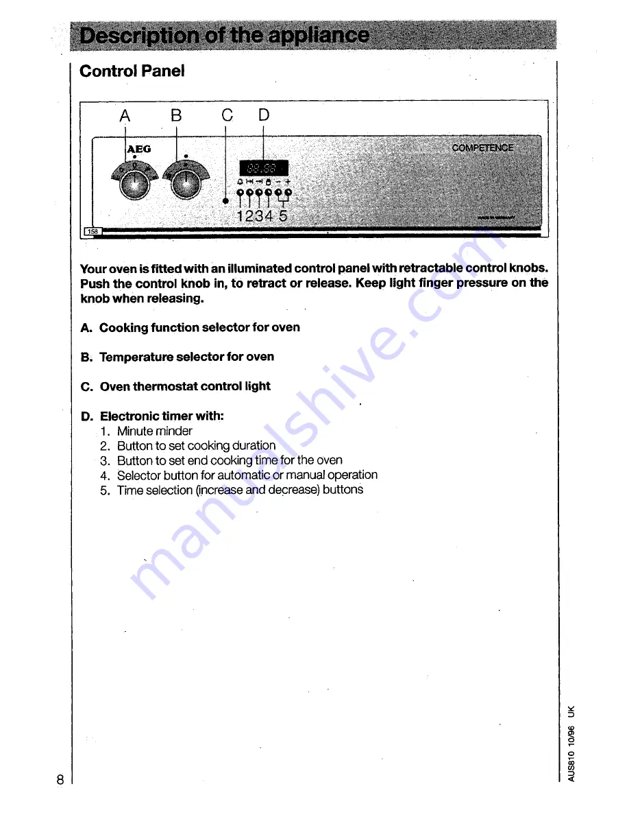 AEG COMPETENCE 5231 B Operating Instructions Manual Download Page 8