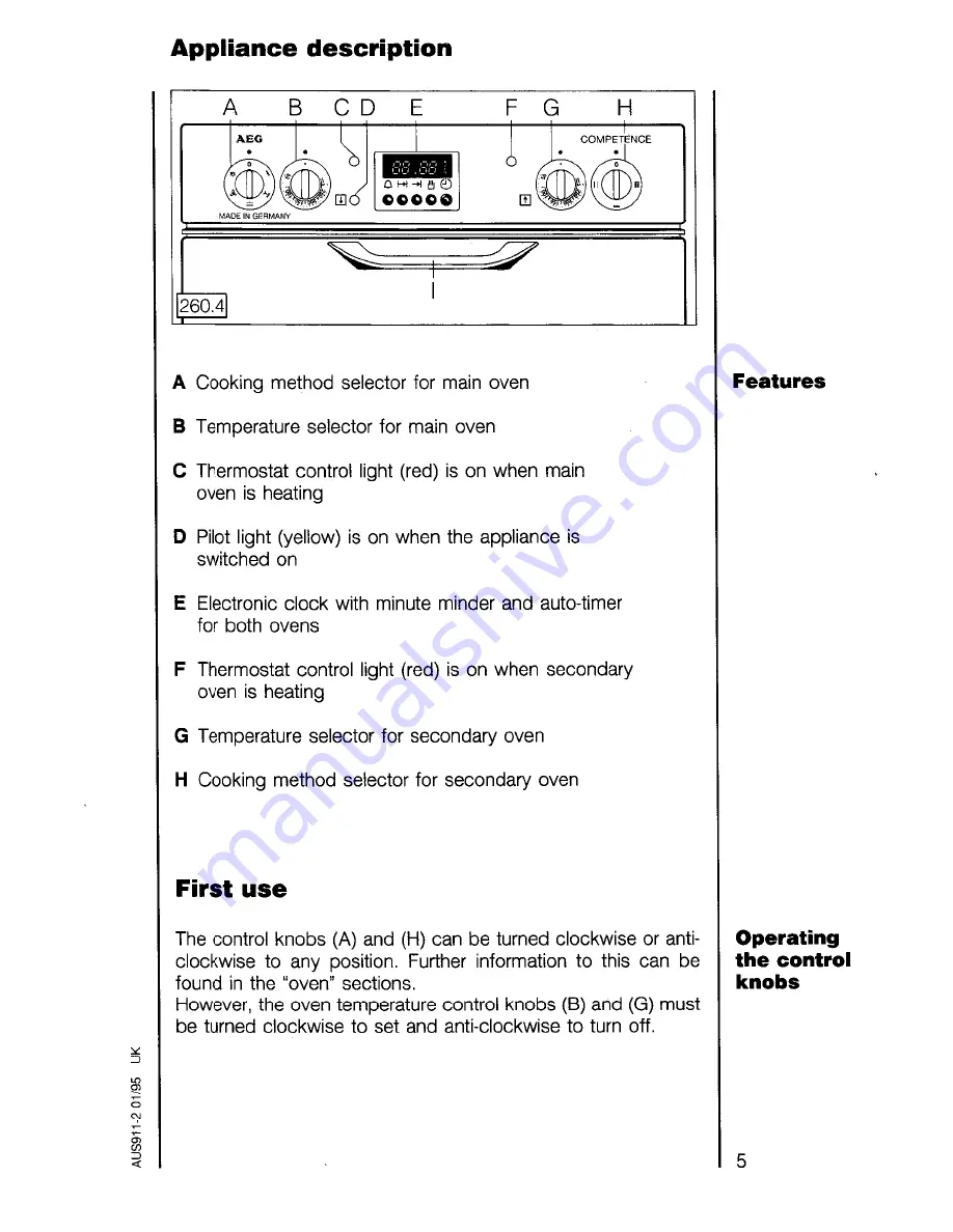 AEG Competence 52380 B Operating Instructions Manual Download Page 5