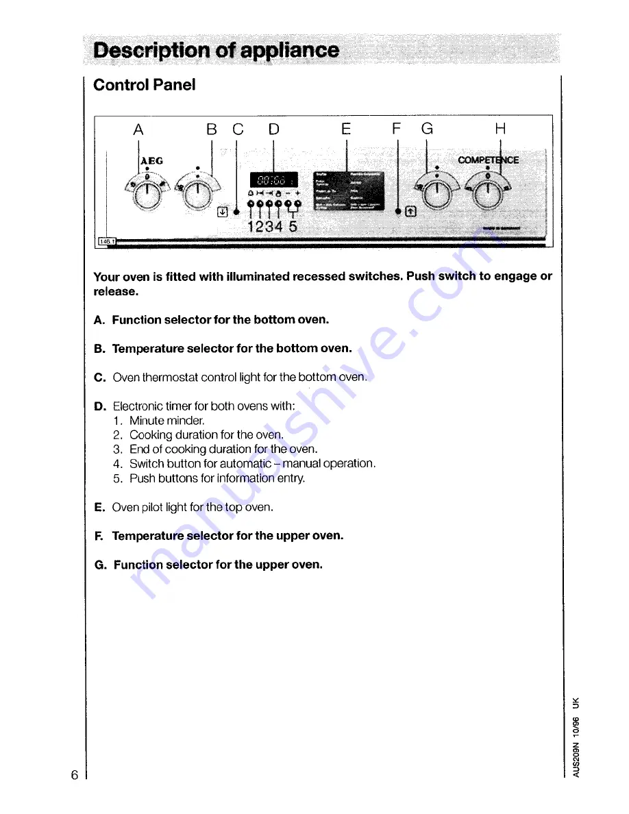 AEG Competence 53081 B Operating Instructions Manual Download Page 6