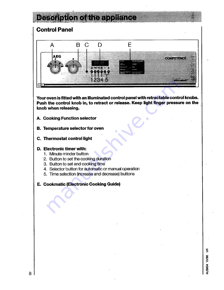 AEG COMPETENCE 5311 B Operating Instructions Manual Download Page 8