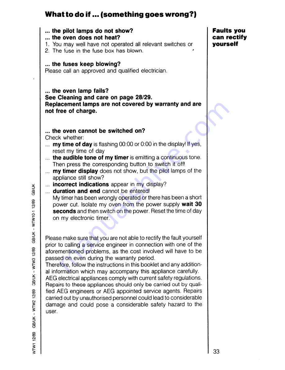 AEG Competence 544 B Operating Instructions Manual Download Page 33