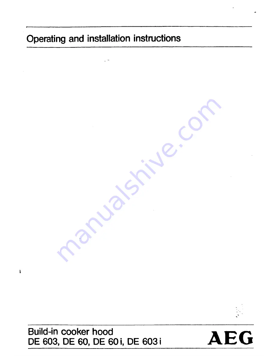 AEG DE 60 Operating And Installation Instructions Download Page 1