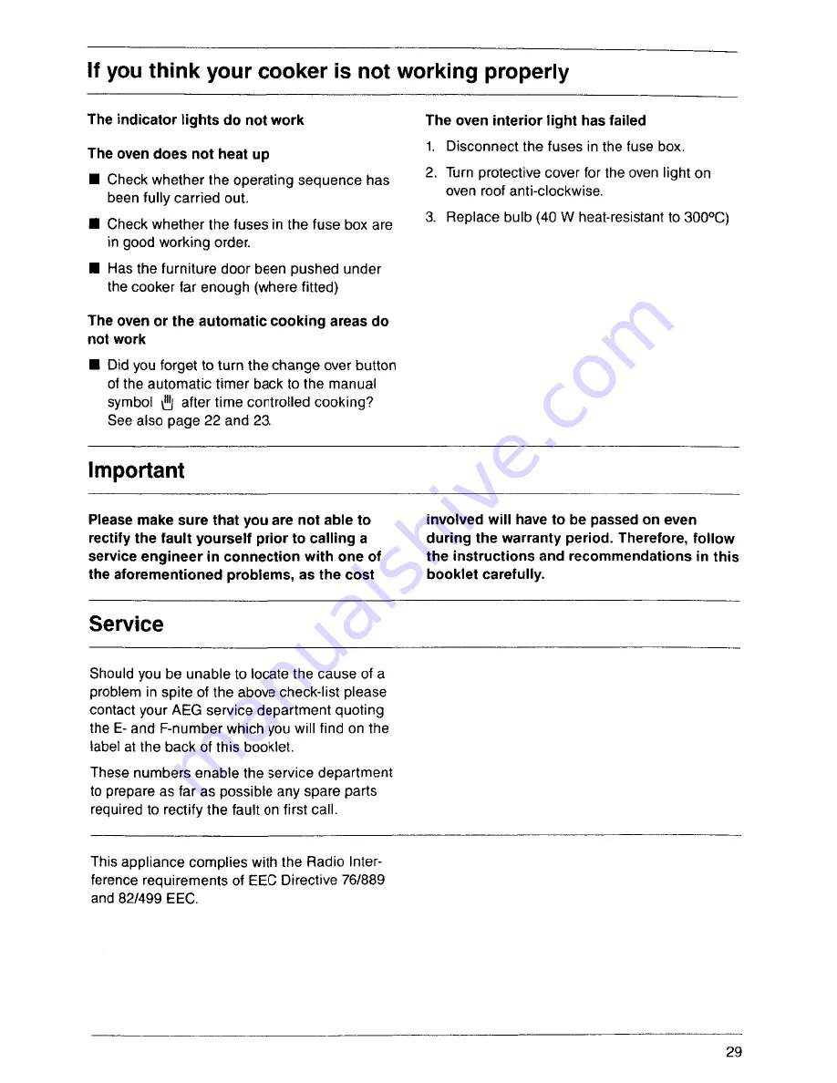 AEG E 64 KLF Operating Instructions Manual Download Page 29