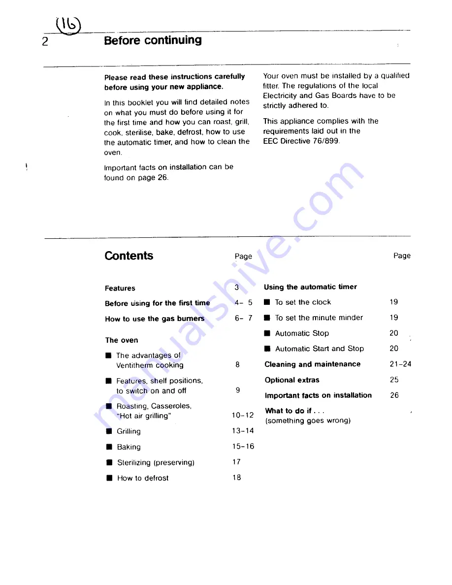 AEG EHC 60 DG Operating Instructions Manual Download Page 2