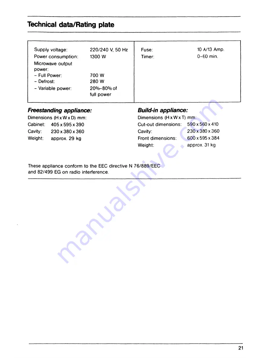 AEG EX 30 Z Operating And Installation Instructions Download Page 21