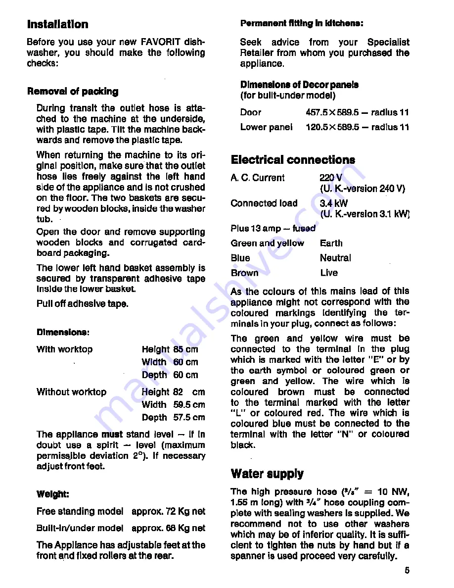 AEG FAVORIT 146 Operating Instructions Manual Download Page 5