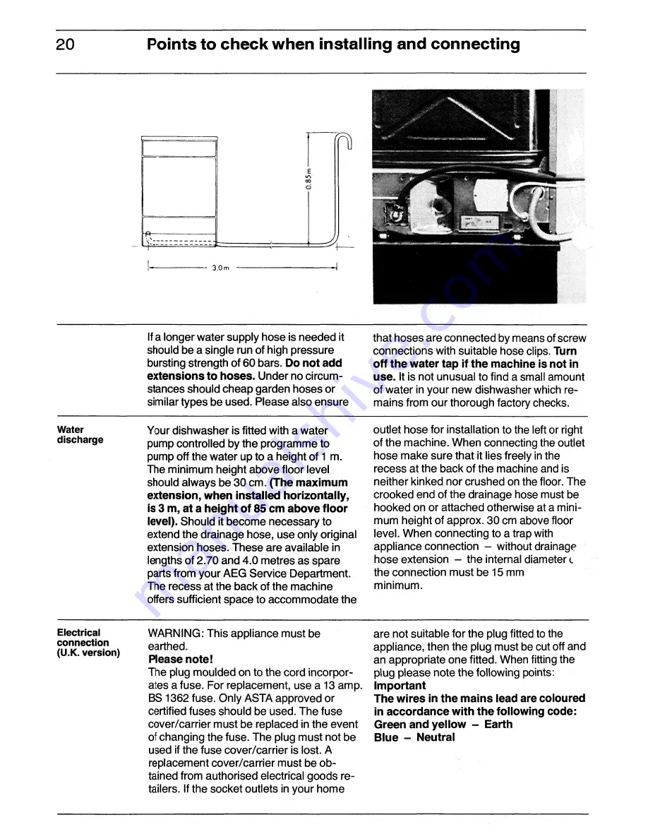 AEG FAVORIT 250 Operating Instructions Manual Download Page 20