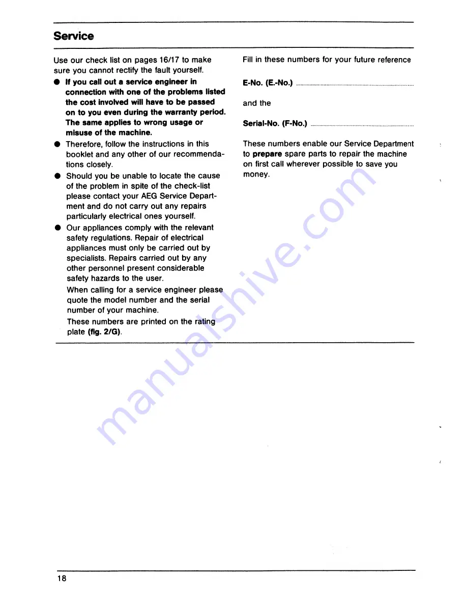 AEG Favorit 435i Operating Instructions Manual Download Page 18