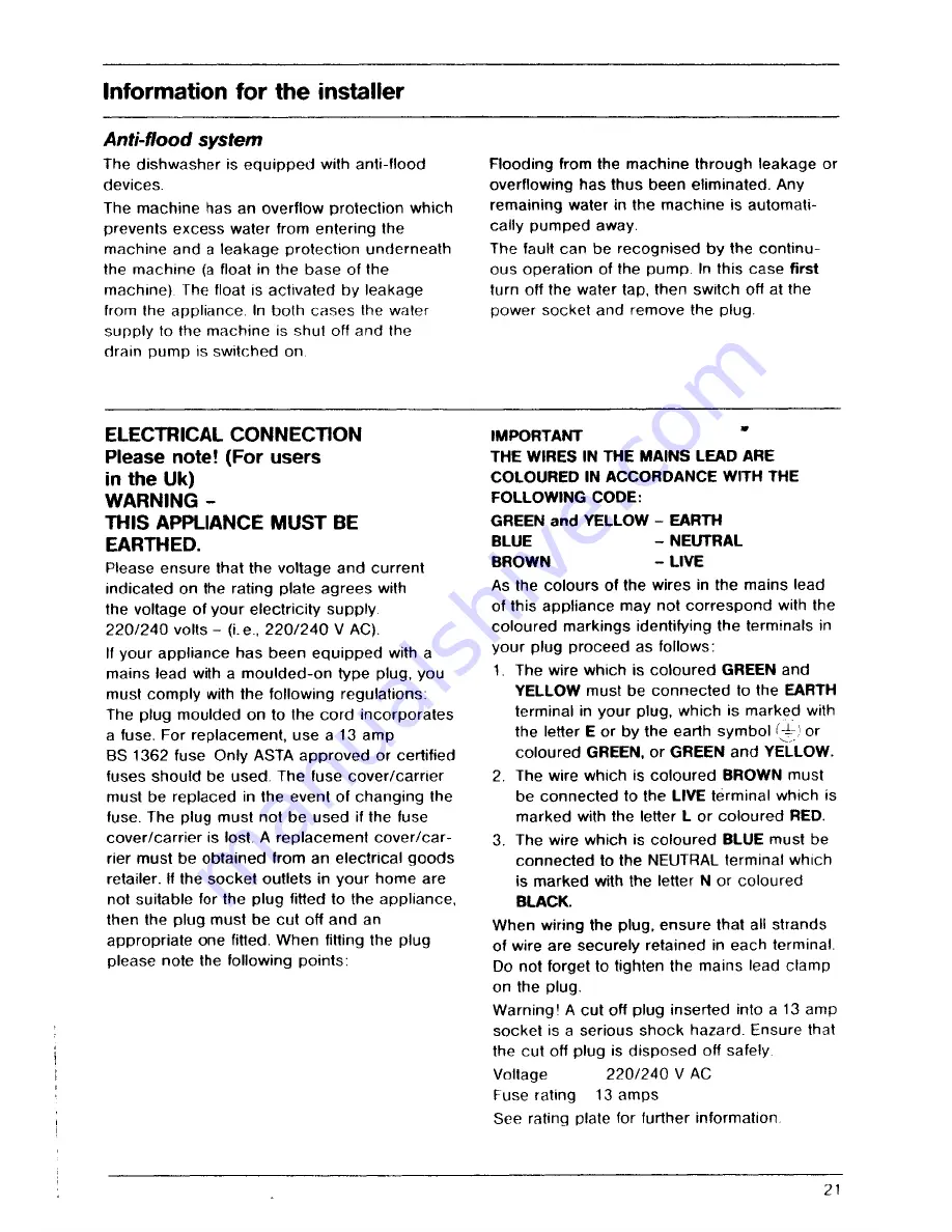 AEG FAVORIT 438 Operating Instructions Manual Download Page 21