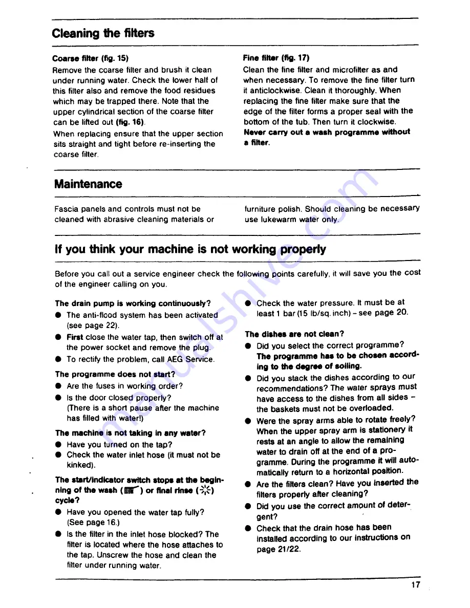 AEG Favorit 445 Operating Instructions Manual Download Page 17