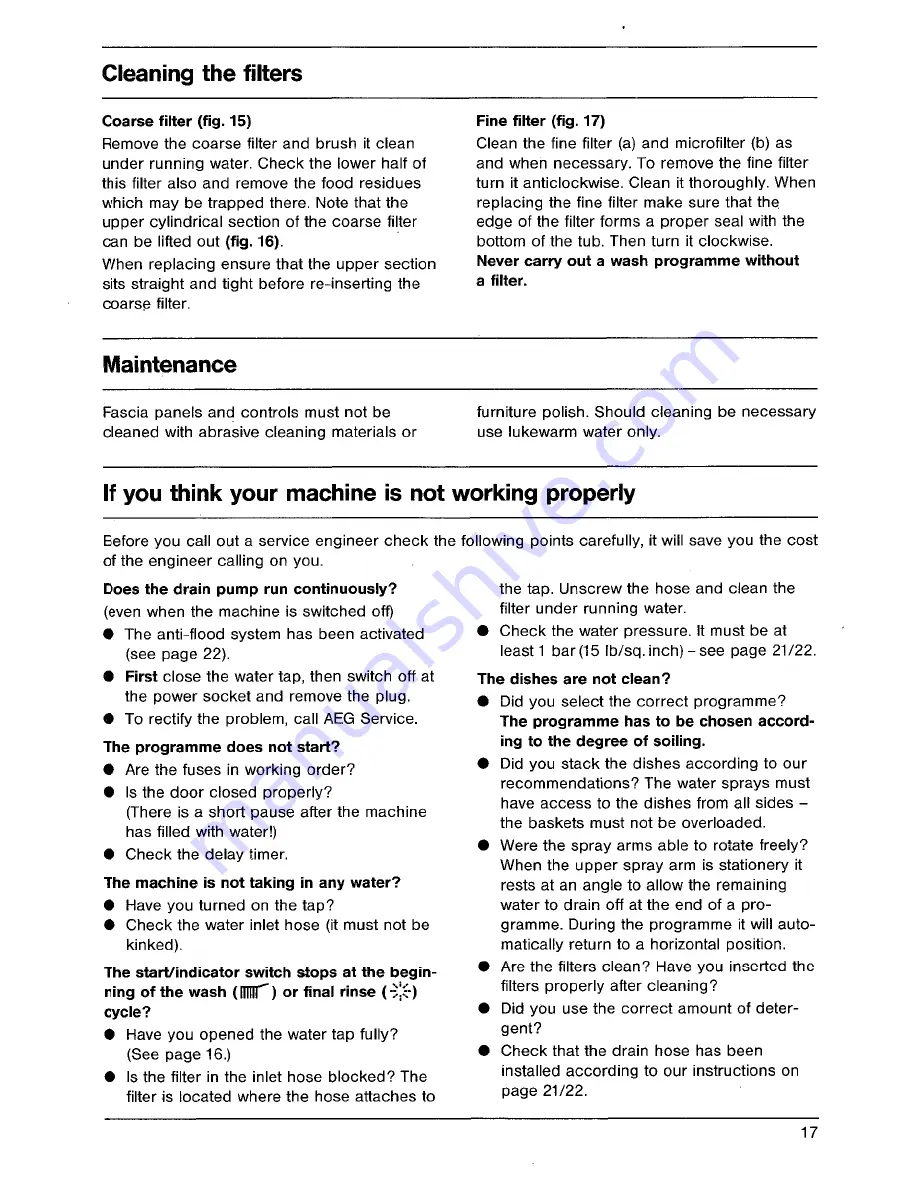 AEG FAVORIT 448 i Operating Instructions Manual Download Page 17