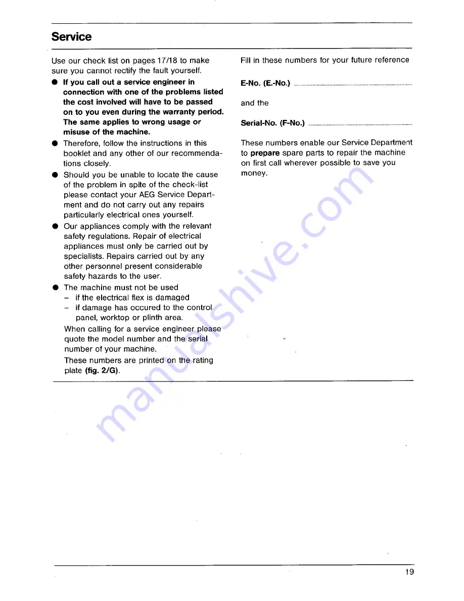 AEG FAVORIT 448 i Operating Instructions Manual Download Page 19