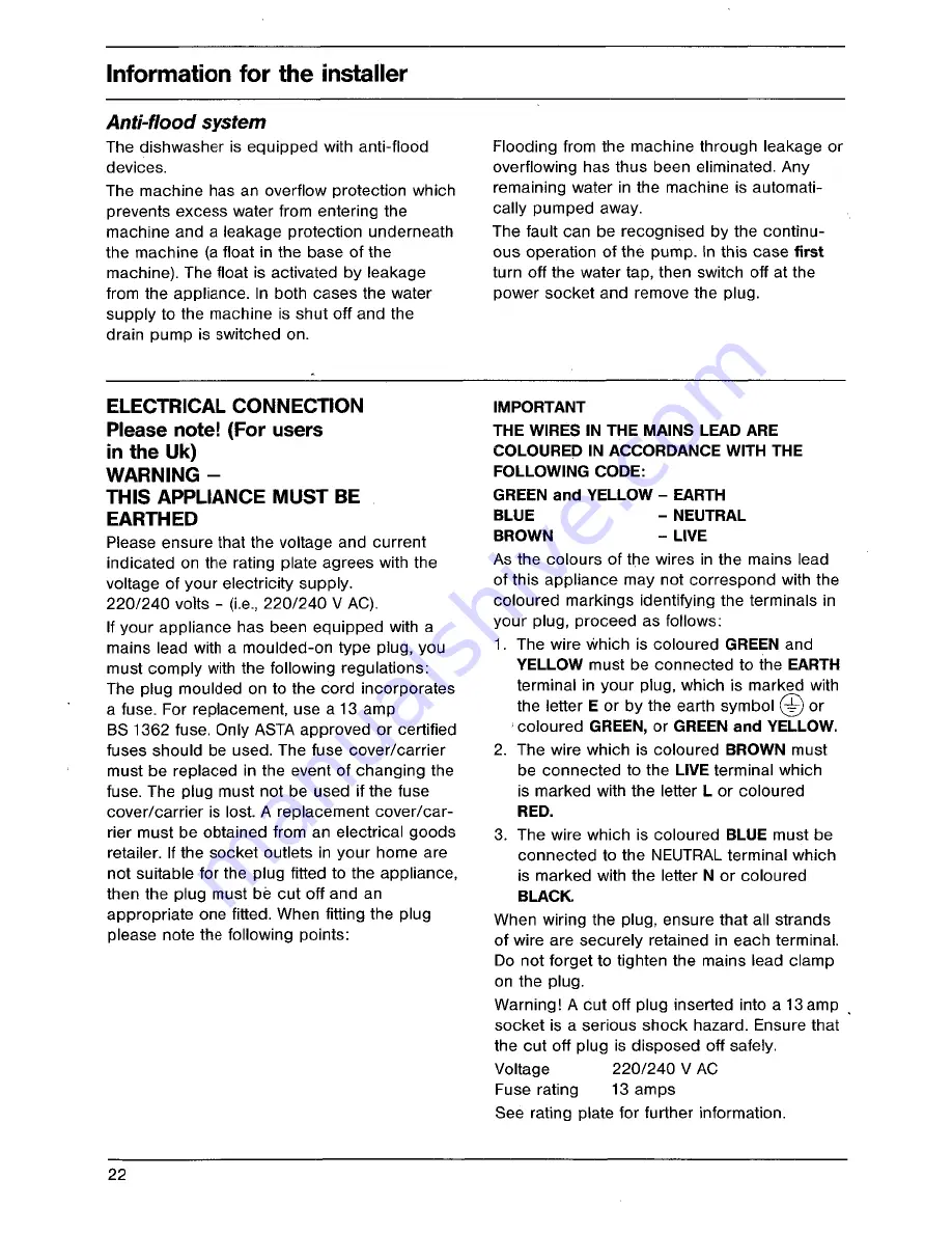 AEG FAVORIT 448 i Operating Instructions Manual Download Page 22