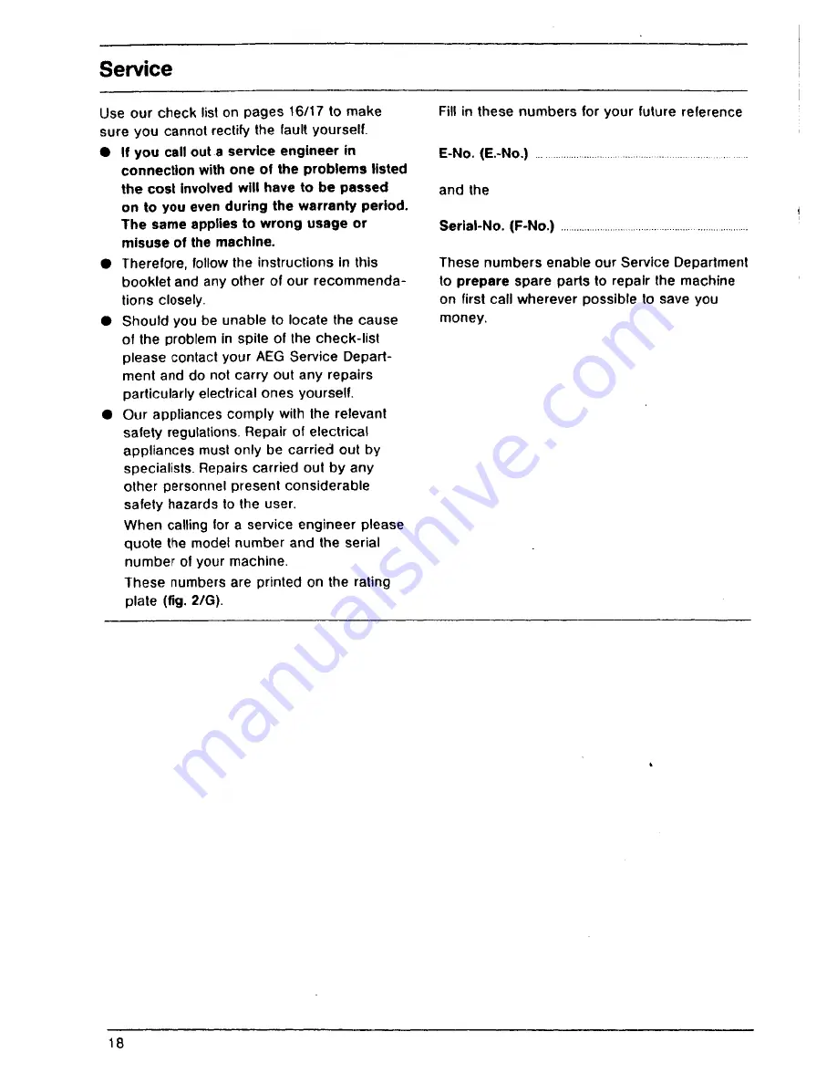 AEG FAVORIT 535 i Operating Instructions Manual Download Page 18