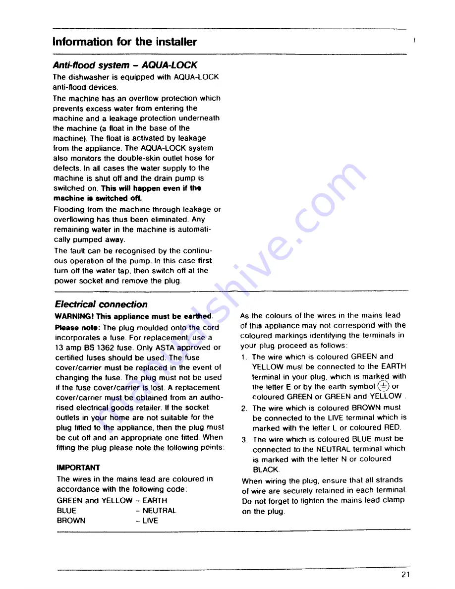 AEG FAVORIT 665 i N Operating Instructions Manual Download Page 21