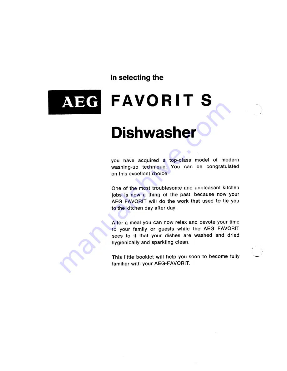 AEG Favorit S Operating Instructions Manual Download Page 2