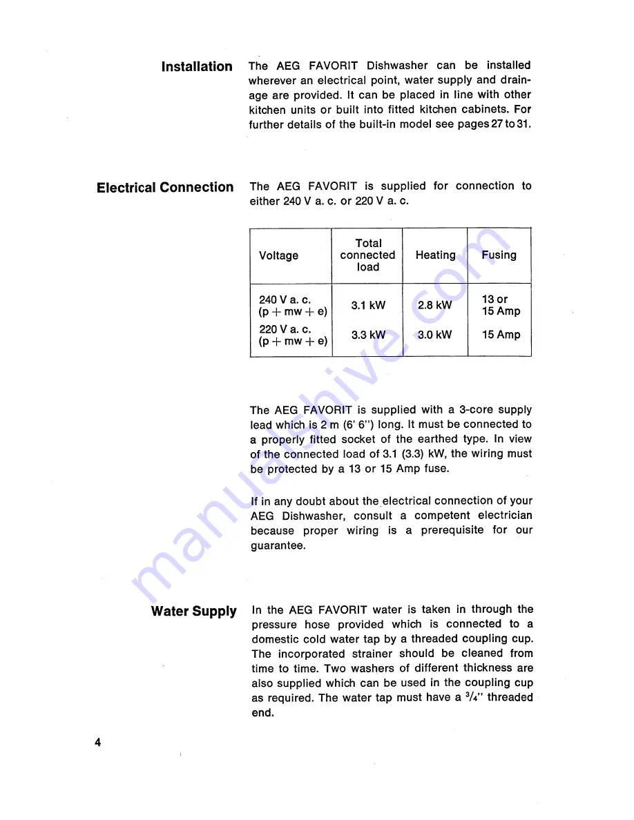 AEG Favorit S Operating Instructions Manual Download Page 4