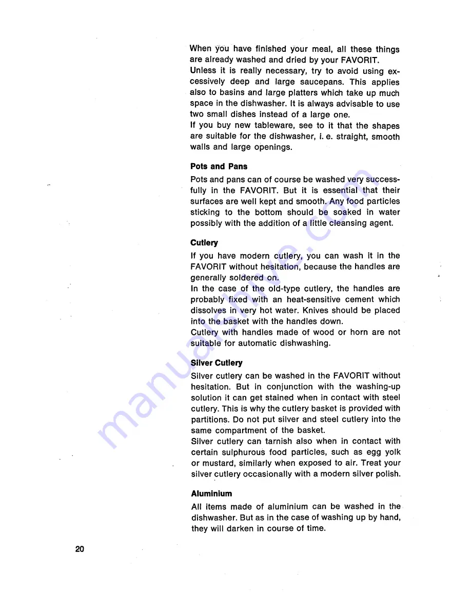 AEG Favorit S Operating Instructions Manual Download Page 20