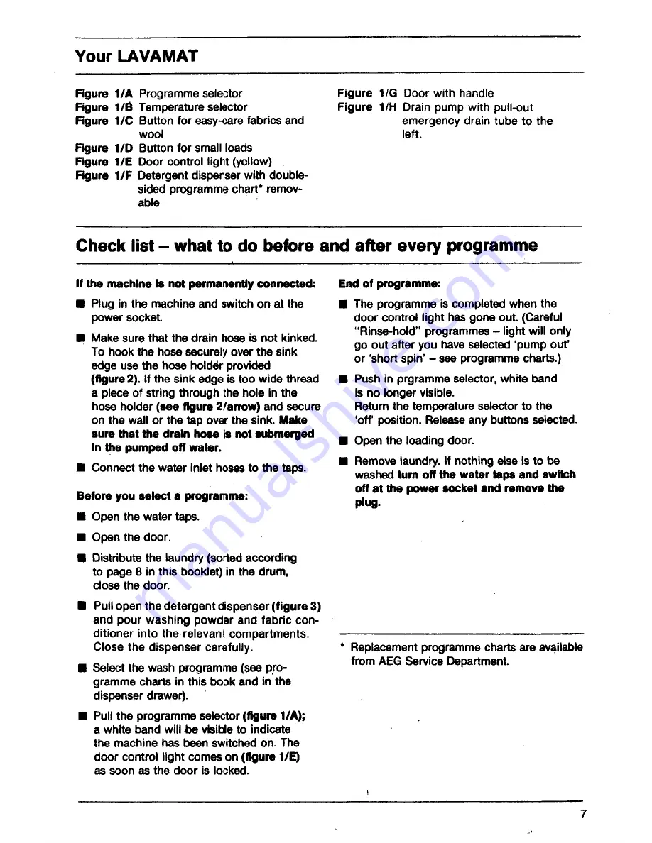 AEG Lavamat 541 electronic Operating Instructions Manual Download Page 7