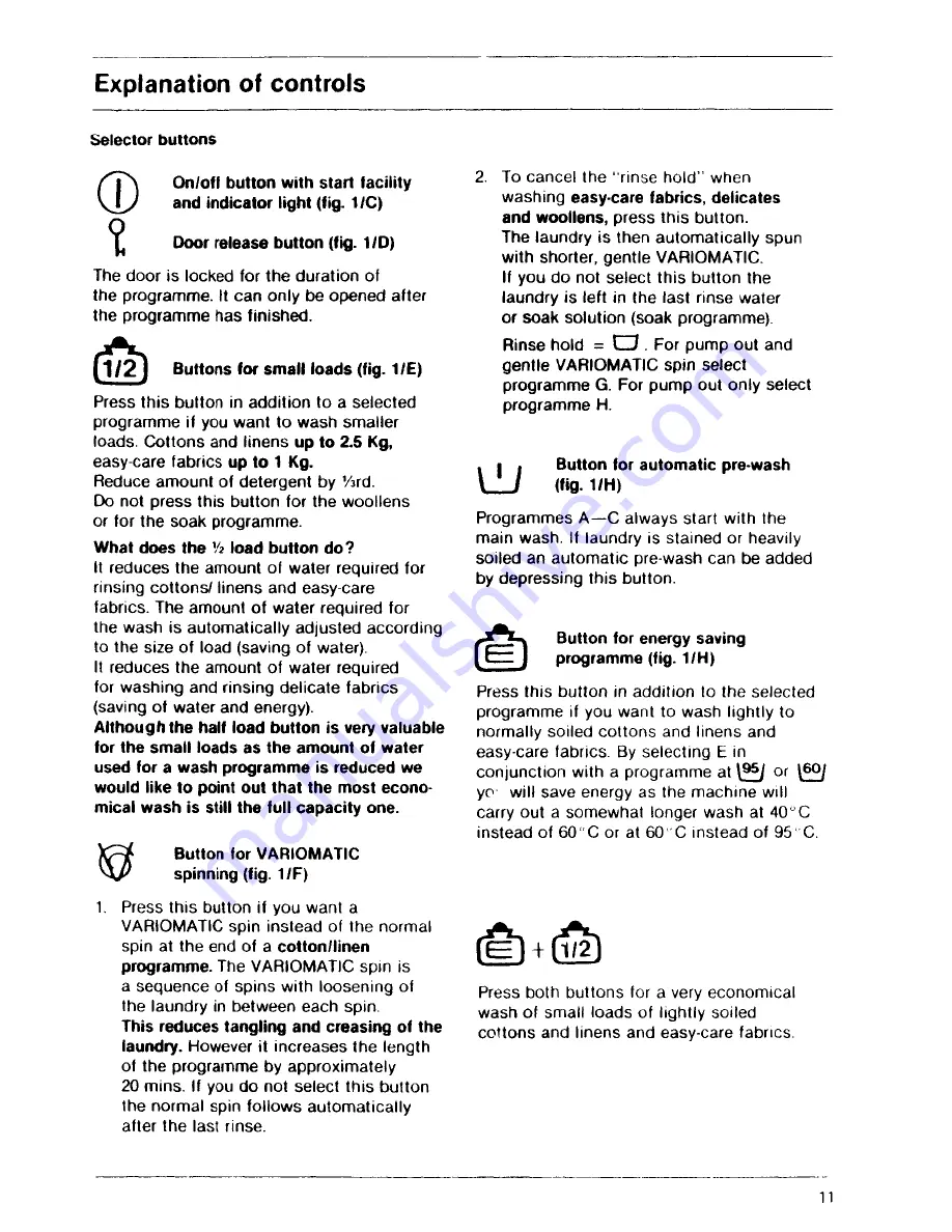 AEG LAVAMAT 693 sensortronic Operating Instructions Manual Download Page 11