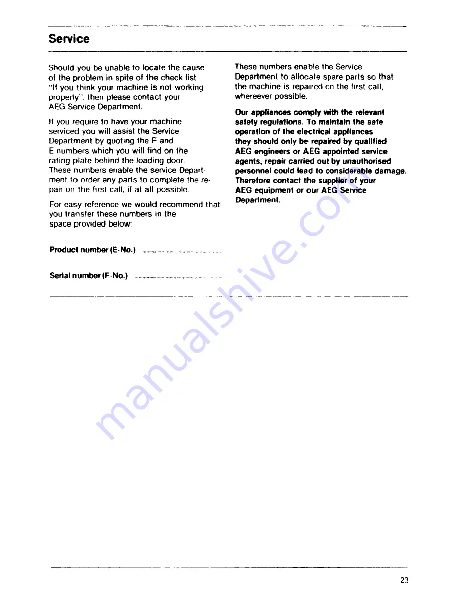 AEG Lavamat 693 sensotronic Operating Instructions Manual Download Page 23