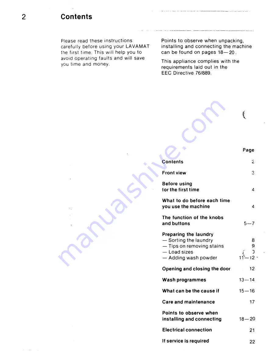 AEG Lavamat 804 TS Operating Instructions Manual Download Page 2