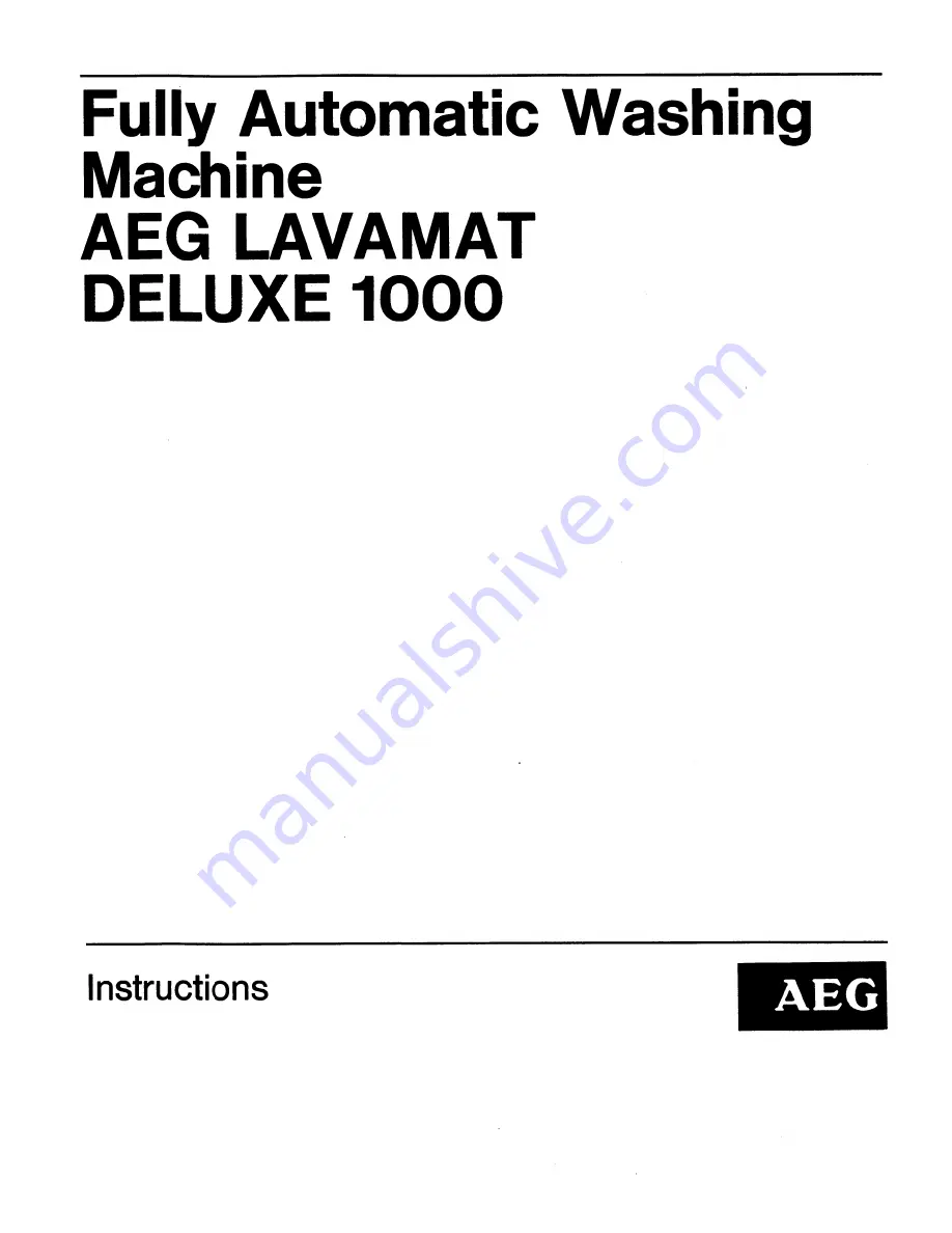 AEG Lavamat Deluxe 1000 Instructions Manual Download Page 1