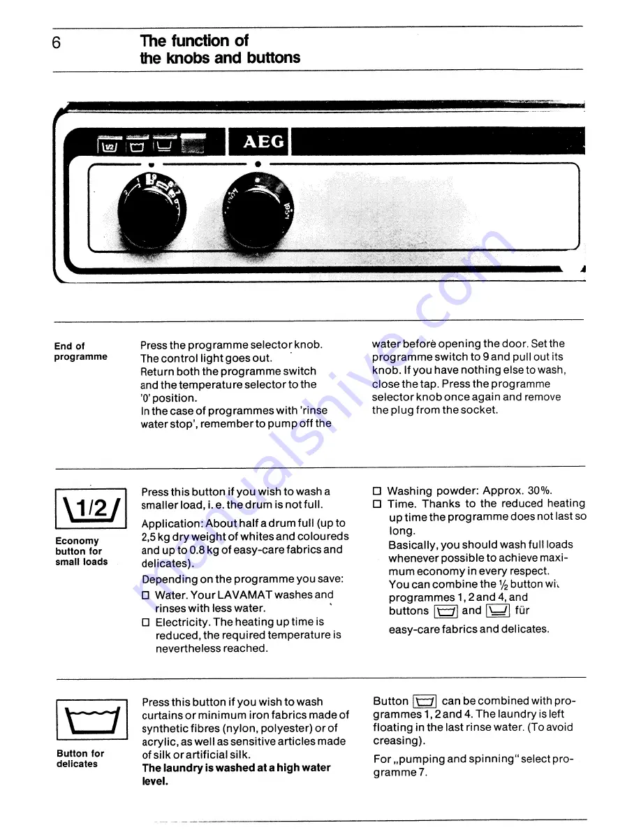 AEG Lavamat regina 804 U Operating Instructions Manual Download Page 6