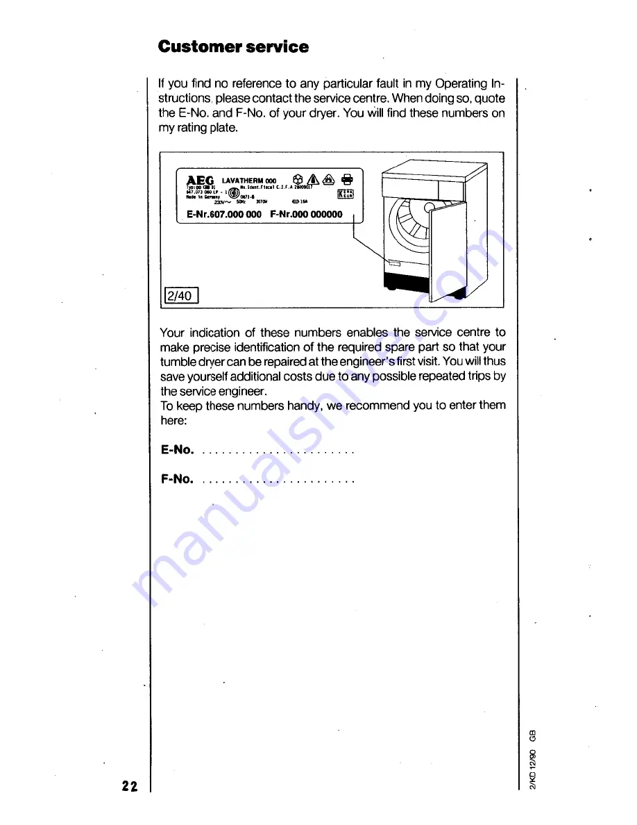 AEG LAVATHERM 340 Operating Instructions Manual Download Page 24