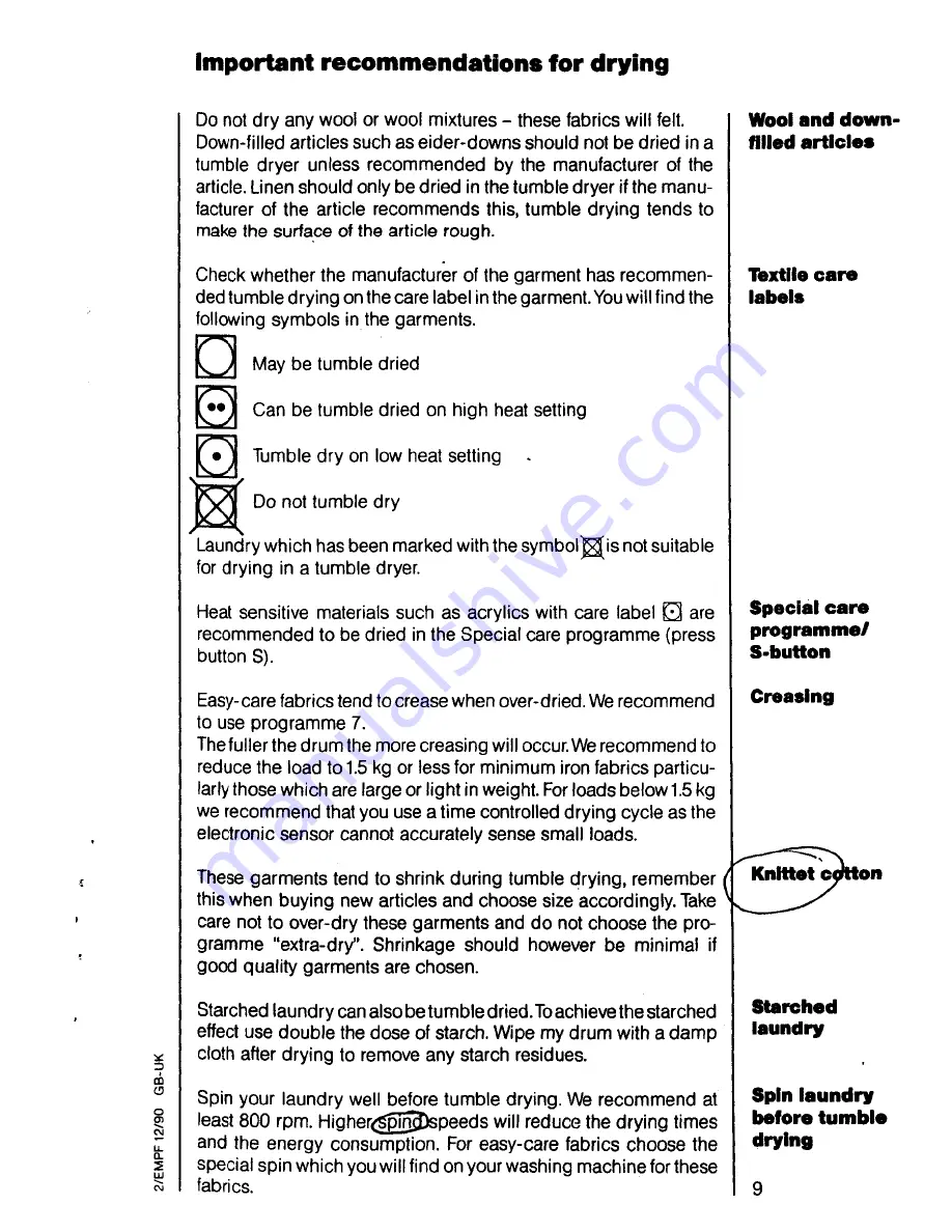 AEG Lavatherm 530 Electronic Operating Instructions Manual Download Page 9