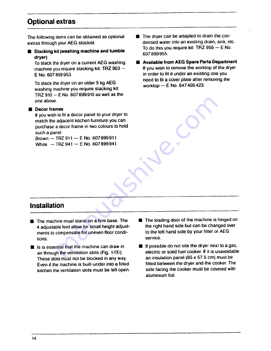 AEG Lavatherm 720 Operating Instructions Manual Download Page 14