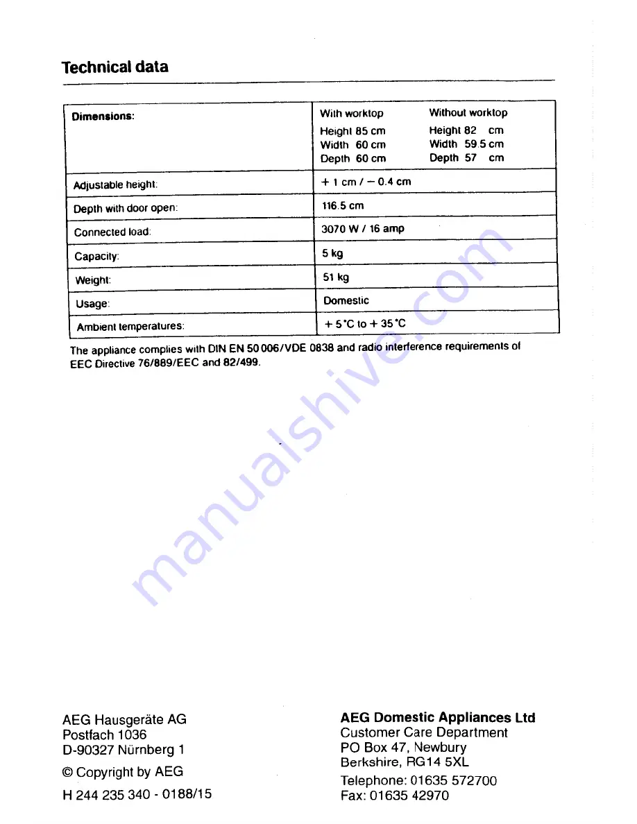 AEG Lavatherm 720 Operating Instructions Manual Download Page 16