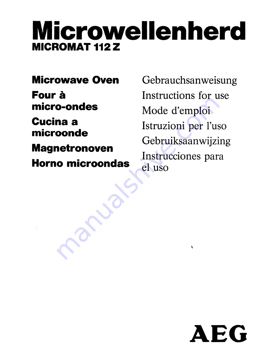 AEG Micromat 112 Z Instructions For Use Manual Download Page 1