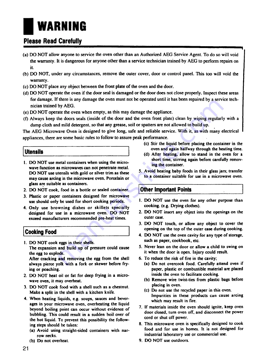 AEG MICROMAT 21T-d Operating Instructions Manual Download Page 22