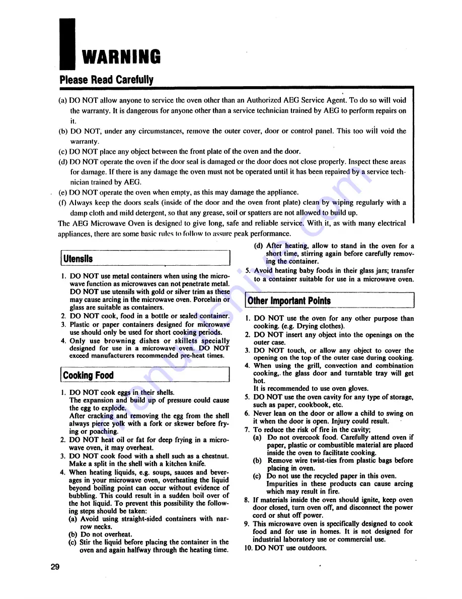 AEG MICROMAT-COMBI 32 TCS d/w Operating Instructions Manual Download Page 30