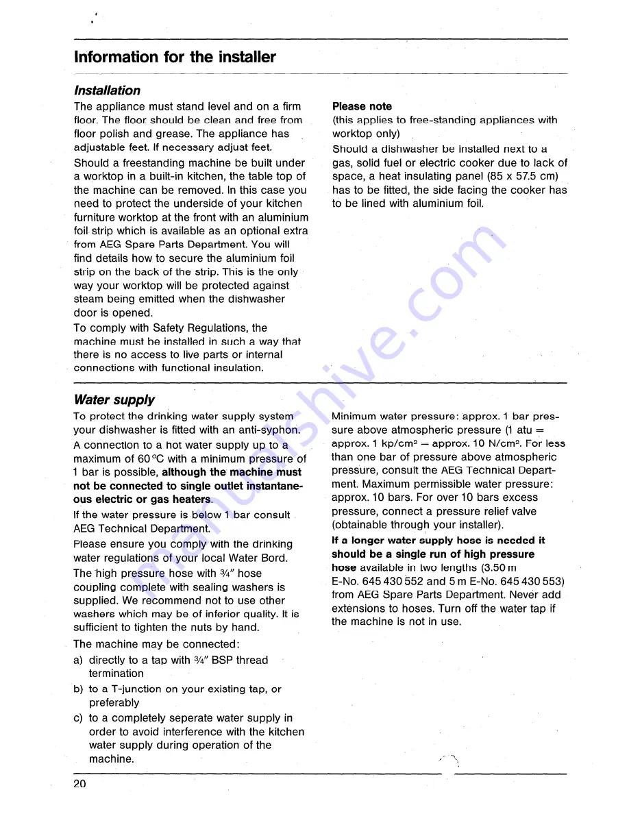 AEG OKO Favorit 446 Operating Instructions Manual Download Page 20