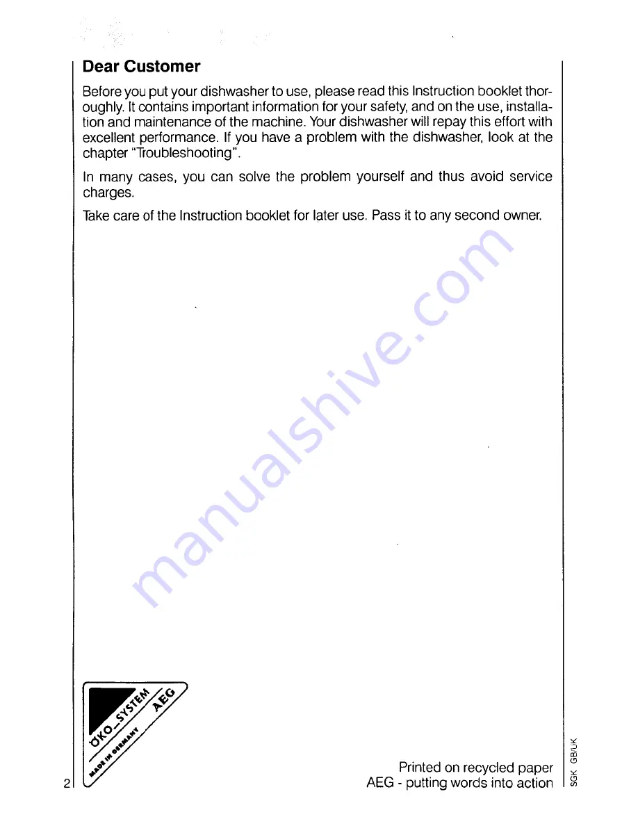 AEG OKO favorit 5040 Operating Instructions Manual Download Page 2