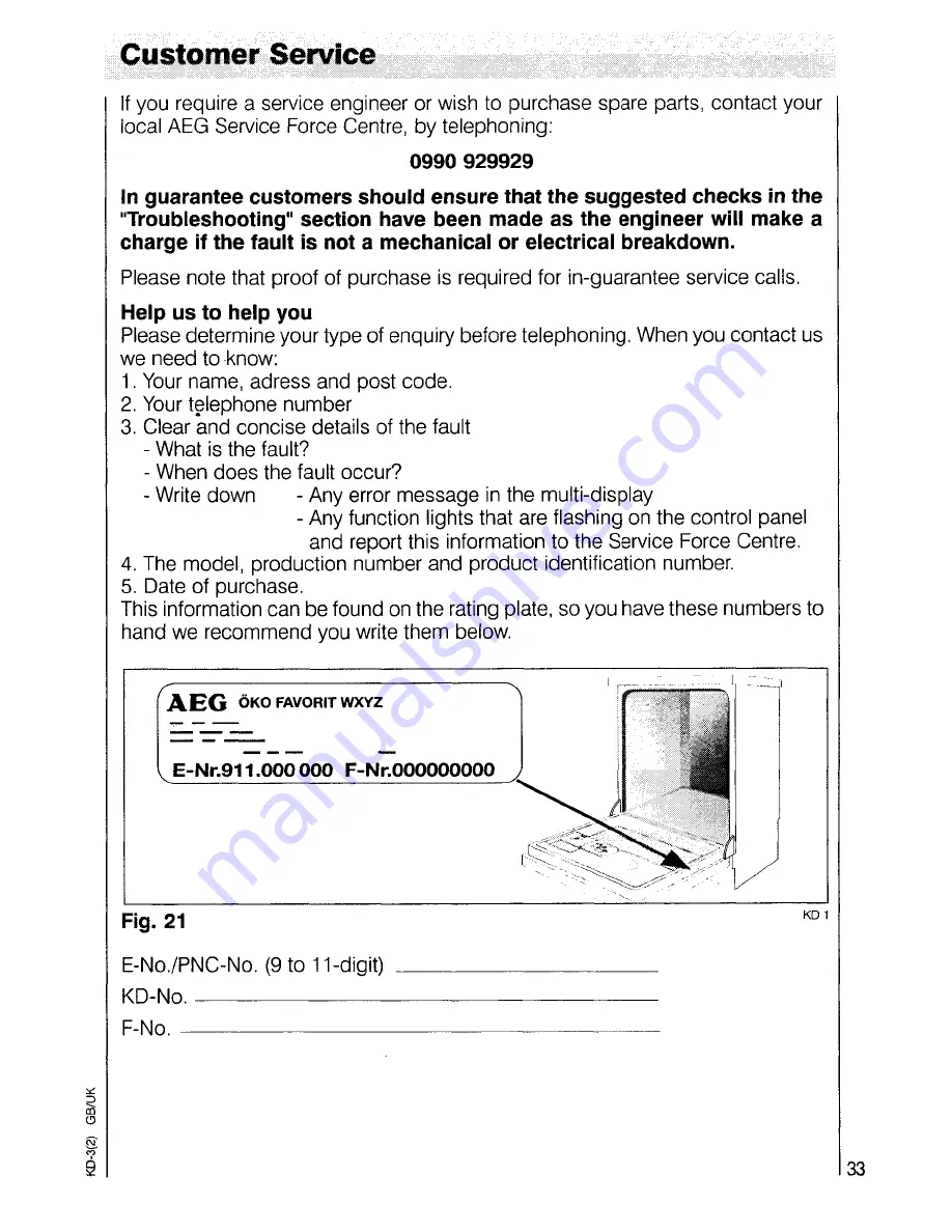 AEG OKO favorit 5040 Operating Instructions Manual Download Page 33