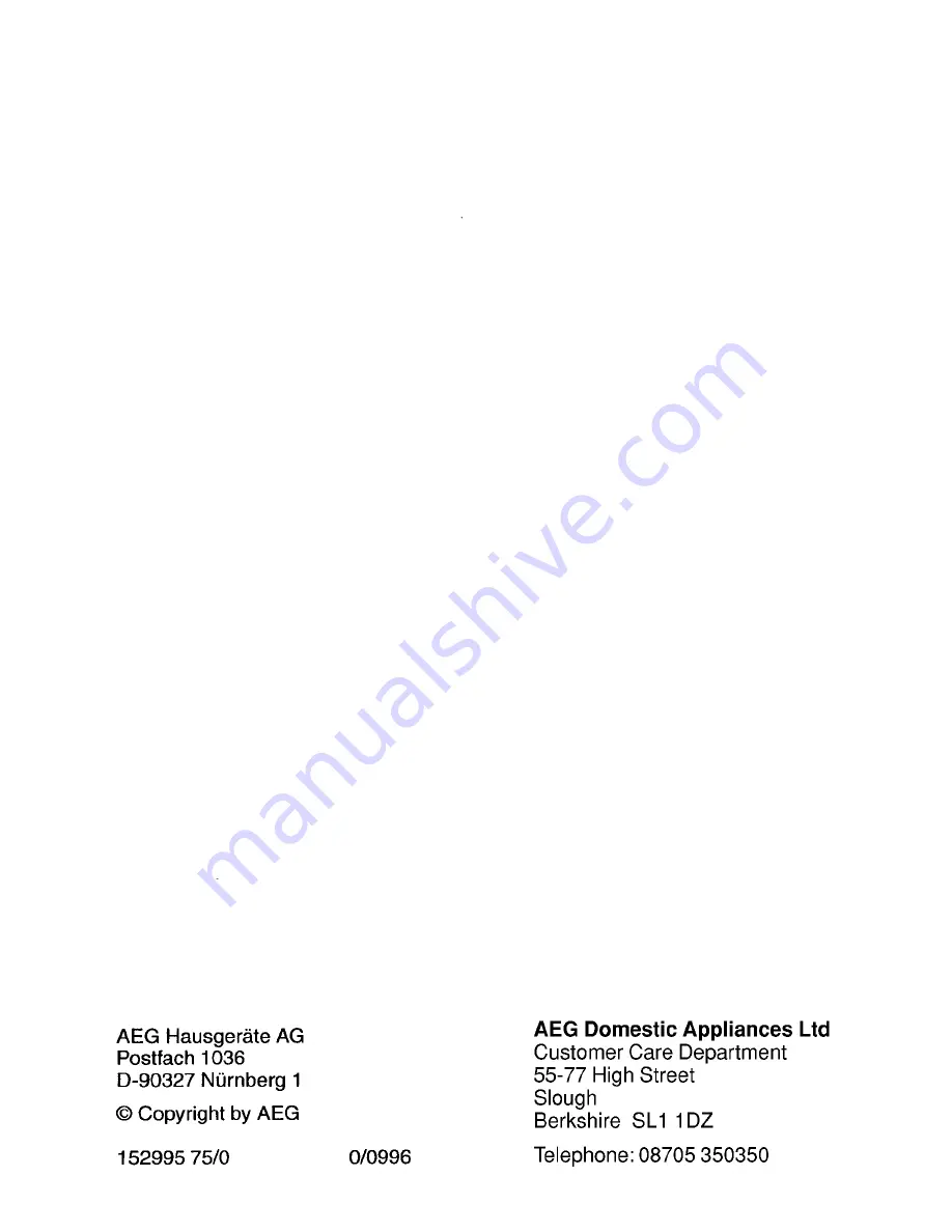 AEG OKO FAVORIT 5450 VI Operating Instructions Manual Download Page 36