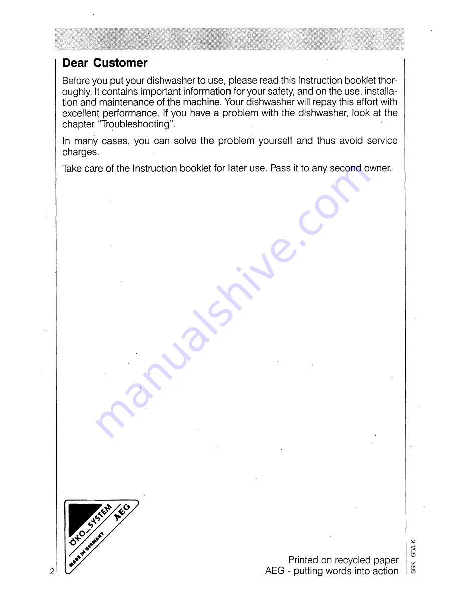 AEG OKO Favorit 6040 Operating Instructions Manual Download Page 2