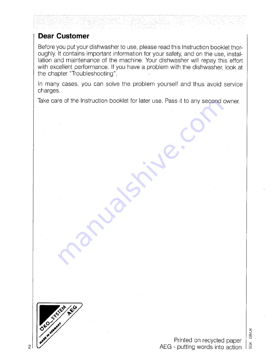 AEG OKO FAVORIT 6069 Operating Instructions Manual Download Page 2