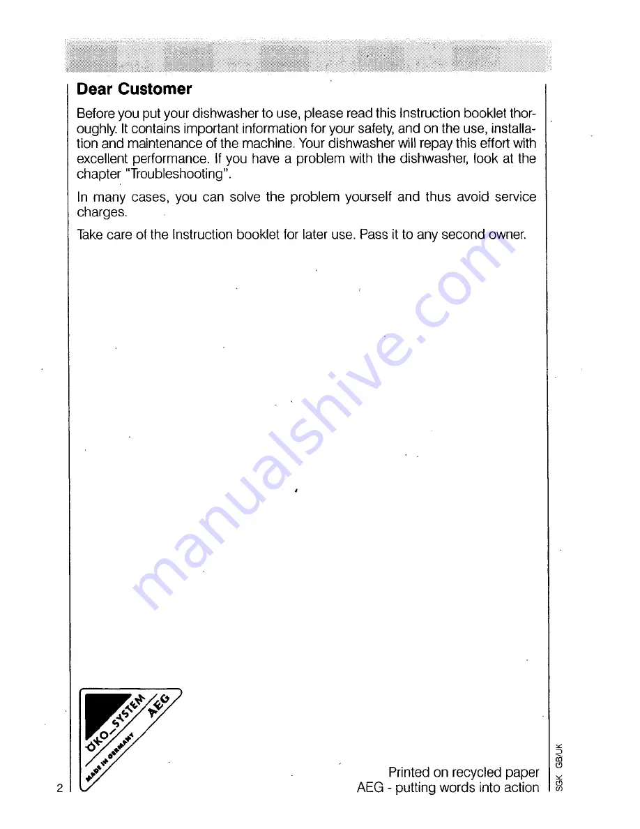 AEG oko favorit 8080 Operating Instructions Manual Download Page 2