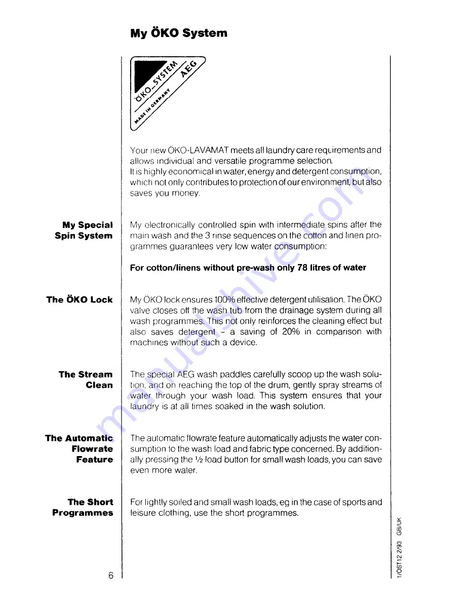 AEG Oko-Lavamat 610 electronic Operating Instructions Manual Download Page 6