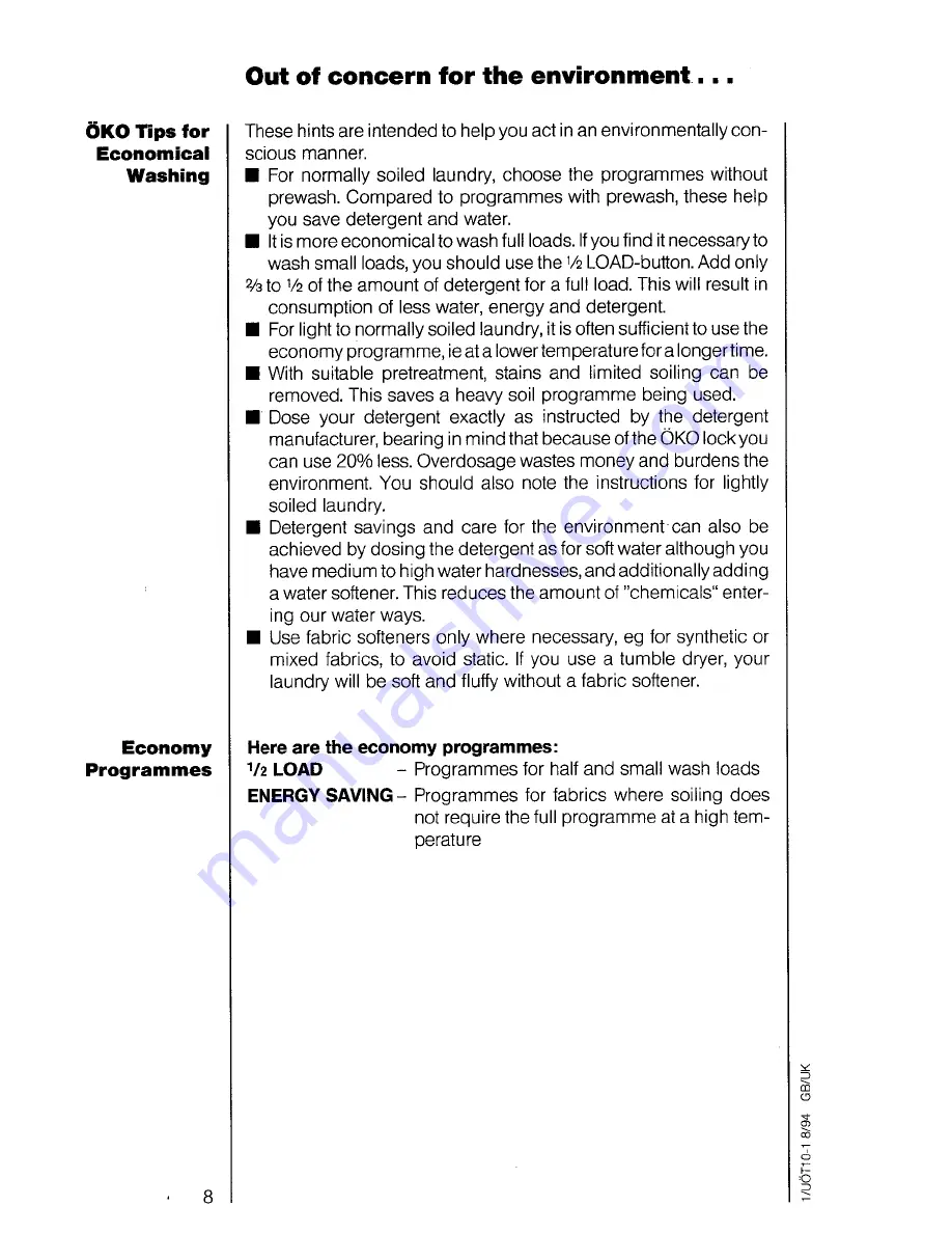 AEG Oko-Lavamat 6100 digitronic Operating Instructions Manual Download Page 8