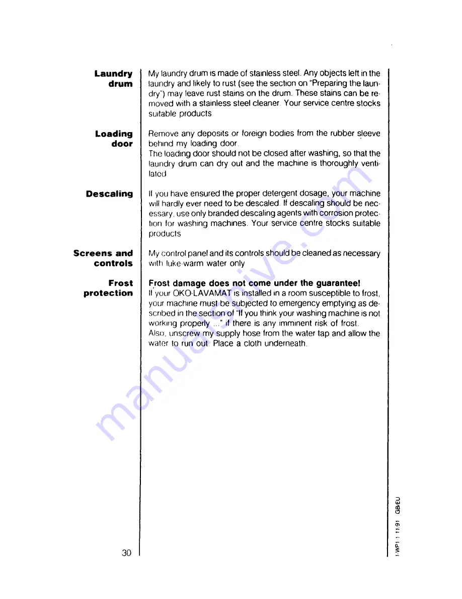 AEG OKO Lavamat 635 sensotronic Operating Instructions Manual Download Page 30