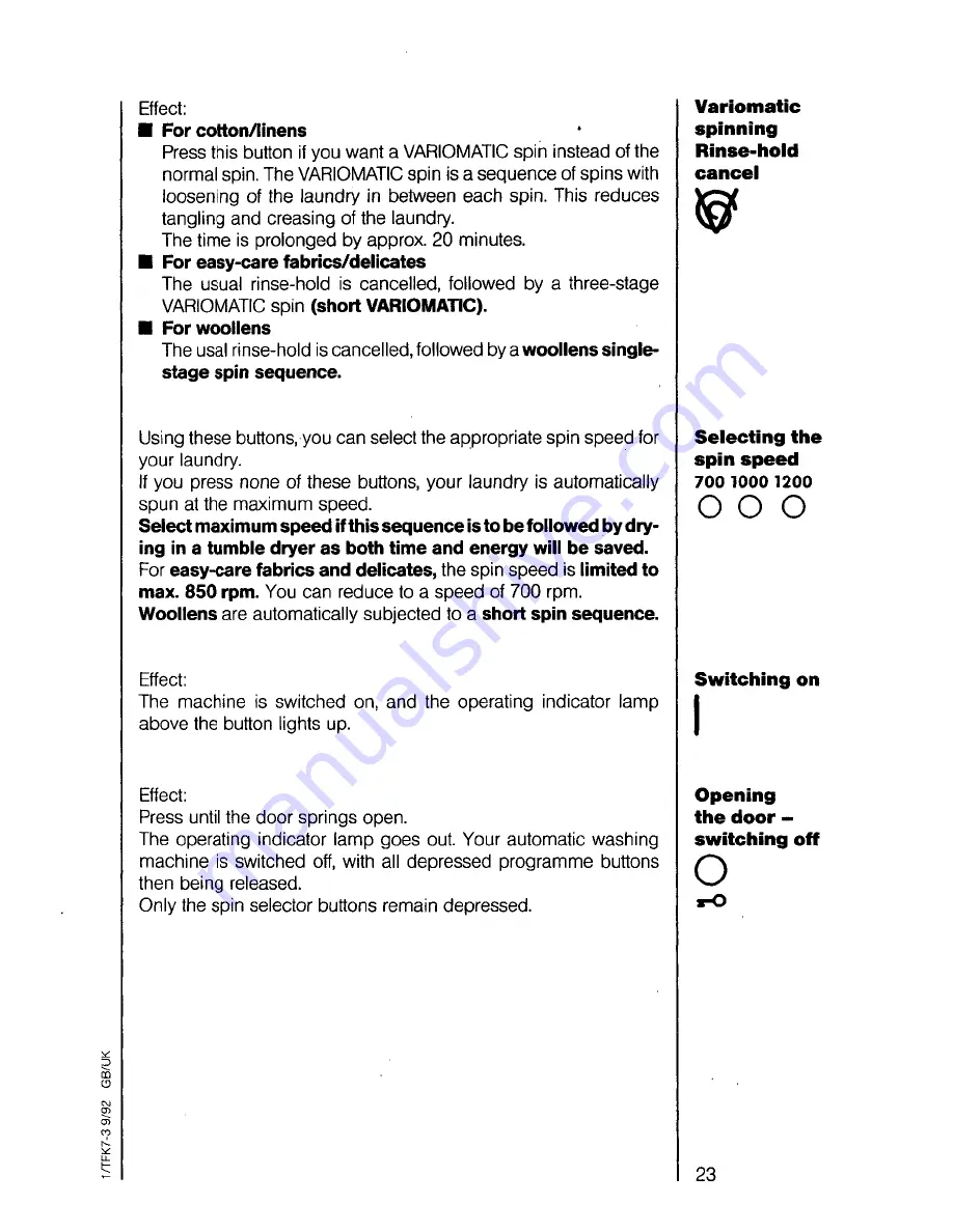 AEG oko lavamat 645 sensortronic Operating Instructions Manual Download Page 23