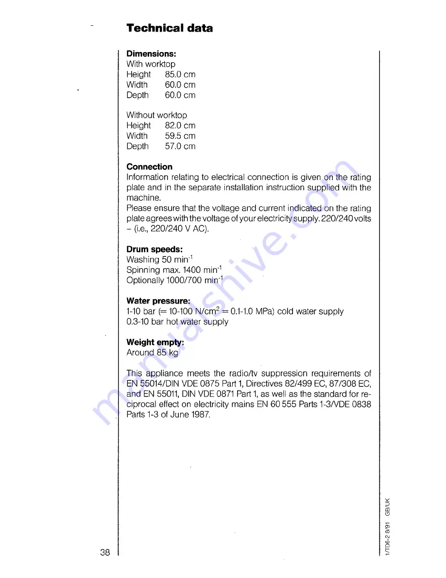 AEG OKO Lavamat 675 sensotronic Operating Instructions Manual Download Page 38