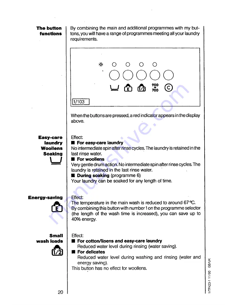 AEG OKO Lavamat 855 U electronic Operating Instructions Manual Download Page 20