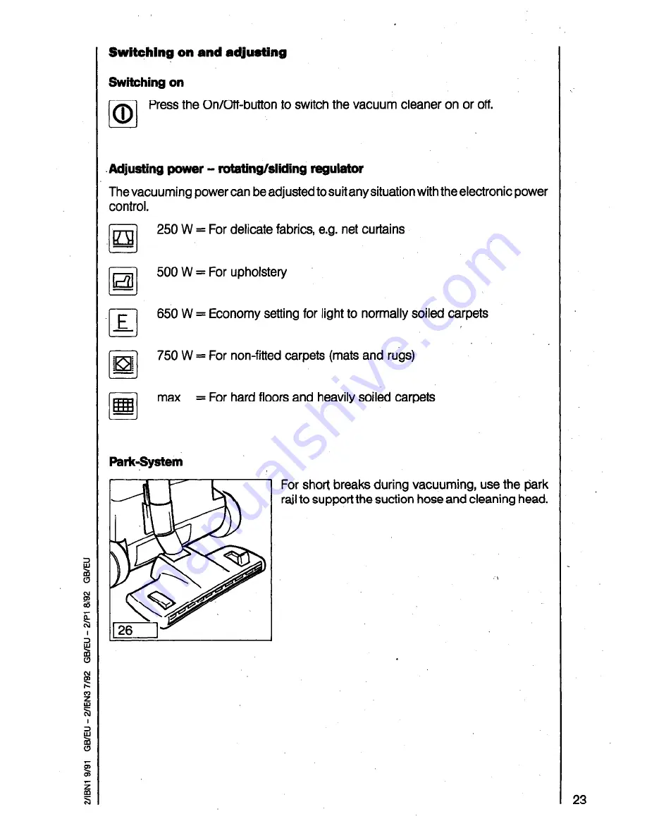 AEG VAMPYR 825I Operating Instructions Manual Download Page 9