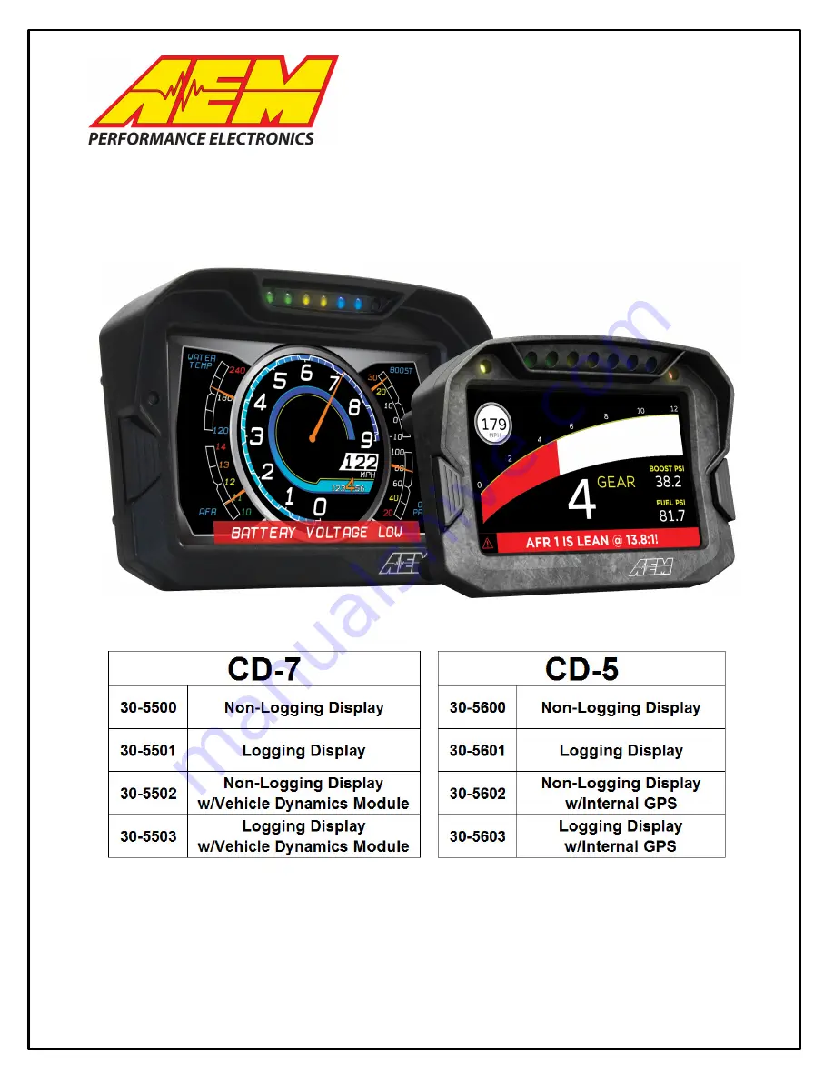 AEM CD-5 Скачать руководство пользователя страница 1